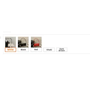 Selection of five stylish baguette bags in white, black, red, khaki, and deep brown colors
