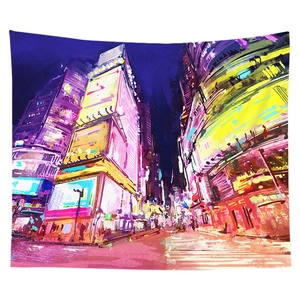Nordic street city night scenery wall tapestry for bedroom living room decor