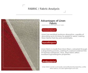 Detail of breathable linen fabric texture for Christmas pillow case showing red twill weave