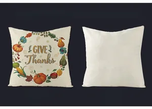 Detail view of Thanksgiving pumpkin pillowcase showing front print and solid back fabric