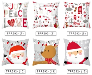 Sechs Kissenbezüge mit Weihnachtsmann, Rentier-Motiven und festlichen Schriftzügen