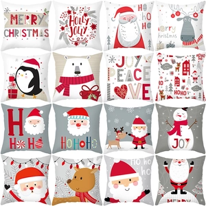 Nordischer Weihnachts-Kissenbezug Pfirsichhaut Cartoon Rentier Weihnachtsmann Sofakissen Bezug Wohnzimmer Deko 45x45cm