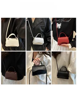 Collage of mini crocodile-embossed bags shown in various colors and styling options