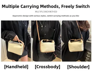 Three-way carry cream textured crossbody bag with brown straps for versatile styling