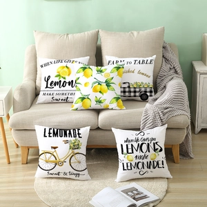 Nordische Kissenbezüge mit Zitronenmuster für Sofa, frische Sommerhaus Dekoration