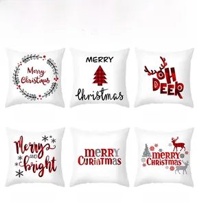 Close-up of six cartoon Christmas pillowcase designs featuring reindeer and plaid patterns