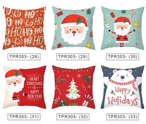 Six festive Christmas pillowcases with Santa and reindeer prints on a white background
