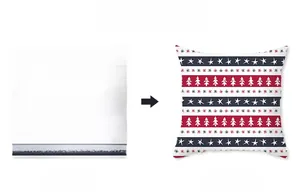 Detail showing Christmas pattern transition from flat design to festive star pillowcase