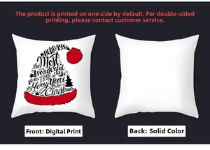 Detailed comparison of digital printing on front and plain white back of Christmas pillowcase