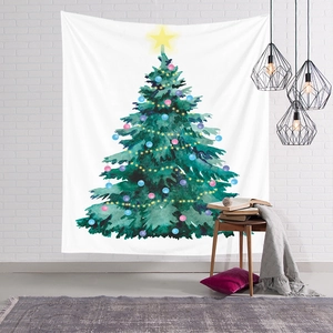 Nordic watercolor Christmas tree tapestry for bedroom wall hanging and home decoration
