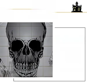 Close-up of the Halloween tapestry showing clear skull print and vivid fabric texture