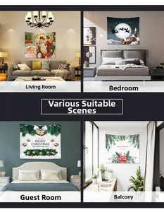 Tapisseries de Noël pour salon et chambre avec motifs de dessins animés festifs