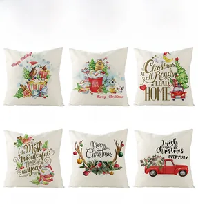Set of 6 Christmas pillow covers featuring reindeer, snow cabin and festive prints