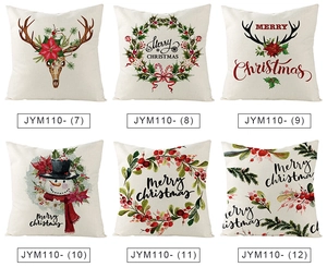 Detailed view of six Nordic Christmas pillow covers with Santa and reindeer prints