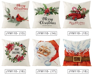 Detailed grid of six Nordic Christmas pillow covers with Santa and holly patterns