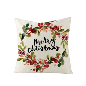 Nordic Christmas pillowcase with merry christmas print and festive holly berry wreath
