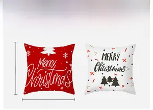 Detailed view of 45x45cm Christmas cushion covers with festive Merry Christmas typography