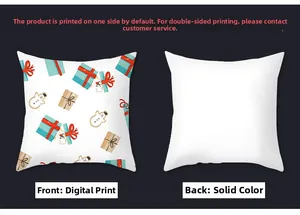 Front and back view of Christmas snowman cushion cover with digital print detail