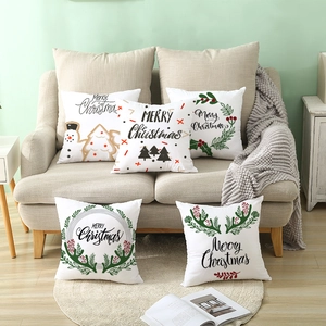 Set of 5 Christmas throw pillow covers with cartoon prints for sofa and office decor