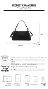 Detailed dimension guide for black PU leather handbag with 120cm strap specifications