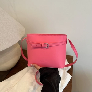 Borsa a Secchiello da Donna in Pelle PU Moda Tendenza Colore Dopamina Piccola Borsa a Tracolla Con Tracolla Regolabile
