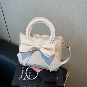 Sac à main nœud élégant blanc crème avec poignée ronde et bandoulière amovible pour femme
