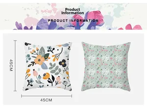 Detail of 45x45cm peach skin pillow covers showing Nordic floral and plant prints