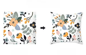 Detail of Nordic floral peach skin pillowcase showing orange flowers and green leaves