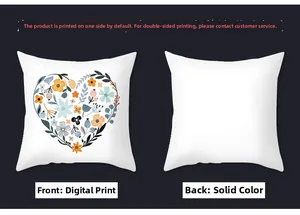 Detail of floral heart print on peach skin pillowcase with a solid white reverse side