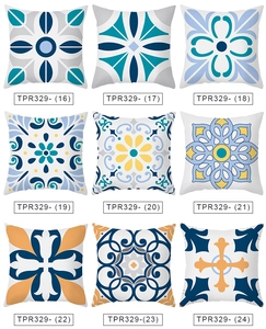 Grille de neuf housses de coussin aux motifs géométriques et floraux variés