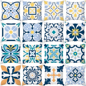 Housse De Coussin Décorative Imprimée À Motif Géométrique En Peau De Pêche Velours Carré Pour Canapé Lit Maison Décor