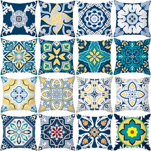 Geometrisches Mandala Muster Kopfkissenbezug Dekorative Pfirsichhaut Kissenhülle Weich Quadratisch Wurfkissen Bezug Für Sofa Büro