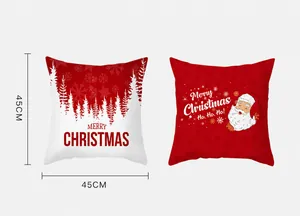 Dettagli di due federe natalizie con motivo Babbo Natale e dimensioni di 45x45 cm