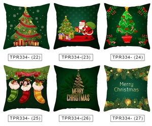 Set di 6 federe natalizie nordiche con Babbo Natale e scritte Merry Christmas stampate