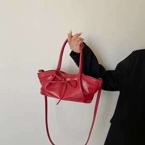Sac à main rouge élégant avec nœud et bandoulière pour la mode féminine du printemps