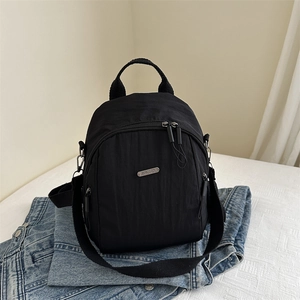 Women Lightweight Nylon Backpack Versatile Mini Shoulder Bag Minimalist Wrinkled Fashion Handbag Casual Travel Rucksack