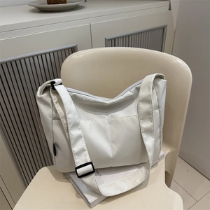 Women Nylon Crossbody Bag Waterproof Large Capacity Minimalist Casual Shoulder Bag With Adjustable Strap Double Pockets