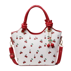Sac à bandoulière blanc avec imprimé cerises rouges et bandoulière amovible