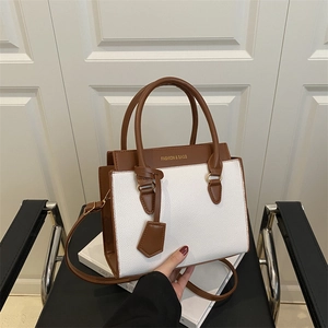 Sac À Épaule Femme Couleur Contrastée Cuir PU Sac À Main Sac Bandoulière Sangle Amovible Mode