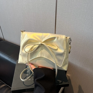 Women Ballet Style Crossbody Bag Sweet PU Leather Bowknot Shoulder Bag Pearlescent Envelope Square Bag With Pendant For Girls