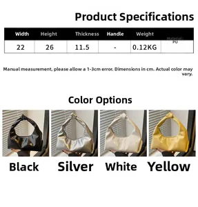 Detailed dimensions and color display for this lightweight PU leather cloud handbag