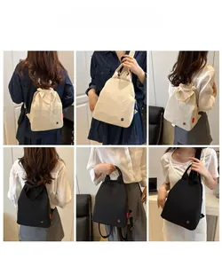 Detailed views of multi-way lightweight nylon backpack used as a shoulder and handbag