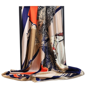 Quadratischer Schal Satin Satinnartig Foulard Reitsport Pferdedruck Mode Hijab Kopftuch Für Frauen Elegant Weich Groß