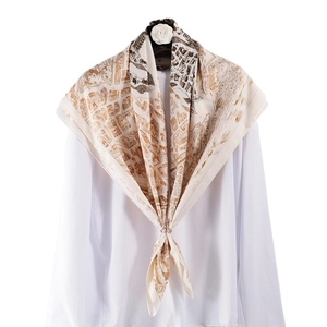 Elegant 90x90cm vintage city map print silk scarf with rhinestone buckle accessory