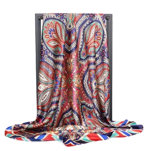 Carré De Satin Satin Imprimé Cachemire Rétro Bandana Pour Femmes Style Bohème Hijab Châle Écharpe
