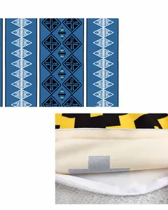 Detail des Kissenbezugs mit geometrischem Muster, Digitaldruck und feiner Nahtqualität