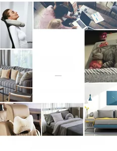 Detailed montage of assorted decorative cushions including U-shaped and square throw pillows