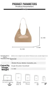 Size chart showing 26.5cm hobo bag dimensions and daily capacity comparison