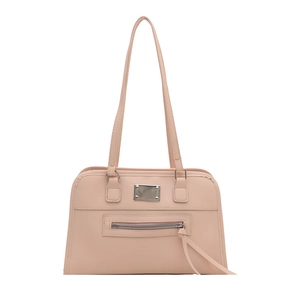 Vintage Damen Schultertasche aus hellrosa Leder mit großer Kapazität und Quasten