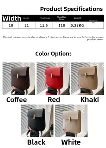 Tableau des tailles et options de couleurs pour le sac à bandoulière en cuir PU